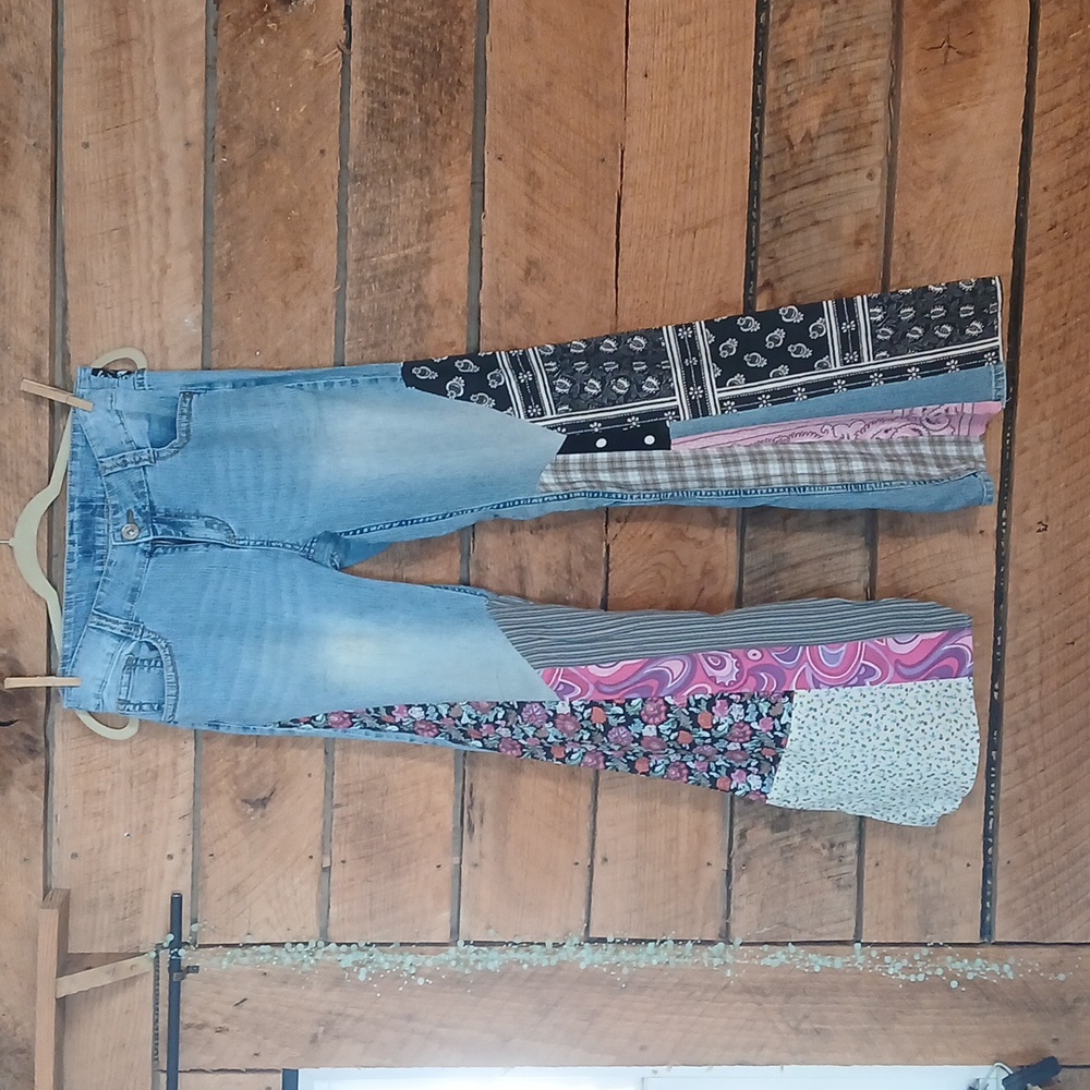 Custom bell bottom distressed jeans size 11/13